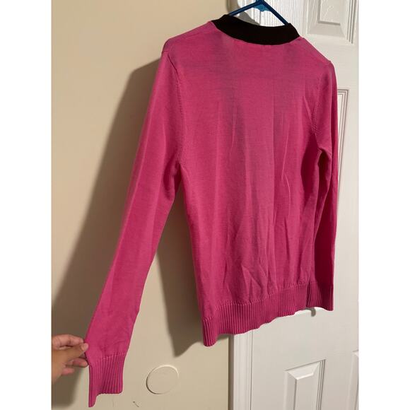 Tory Burch pink and Brown knit wool buttoned cardigan sz small - Picture 8 of 9